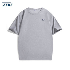 ZEKE A0028 Embroidered Logo T-shirt Men Short Sleeve Tops Lelaki Lengan Pendek Baju tshirt