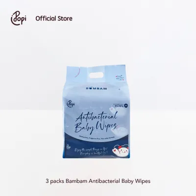 Popi BamBam Tisu Basah Bayi Antibakteria | Alcohol-free Antibacterial Baby Wipes
