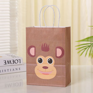 Animal Zoo Jungle Safari Happy Birthday Party Paper Gift Bags Candy Box Gift Cookies Packaging Bag Baby Shower Favor