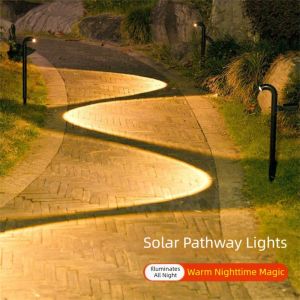GOFIDIN Line Free Solar Pathway Light Solar Powered Black LED Spot Lights Ground Mounted Waterproof Landscape Atmosphere Lighting Garden Decor