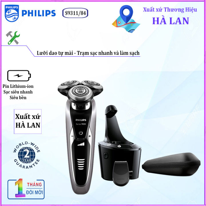 Máy cạo râu khô và ướt cao cấp Philips Norelco S9311/84, pin Lithium ...