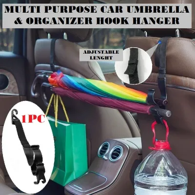 Car Umbrella Hook Holder Umbrella Storage Hook Hanger Headrest Hook Seat Umbrella Clip Hanging Car Trunk Bonnet Boot Truck Organizer Storage Car Hook Accessories Car Back Seat Organizer Storage Payung Cangkuk Bonet Kereta