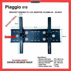 NEW BRACKET BREKET DINDING TV LCD LED PLASMA MONITOR PIAGGIO 010 43 - 95 INCH BAHAN PLAT TEBAL BERKUALITAS