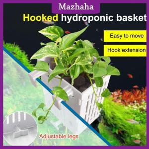 Mazhaha Hanging Suction Cup Hook Aquarium Plant Holder Plastic Aquarium Planter Cups Planter Baskets Aquatic Pot Box Aquascape Decoration