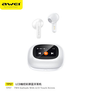 Awei TP97 Wireless Earphones UV Sterilization Bluetooth V6.0 Hi-Res Bass Music Earbuds Noise Reduction In Ear Low Latency Gaming Earphones LCD Touch Control EQ Spatial Sound Effect Selection Headset With Mic IPX6 WaterProof