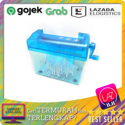 Bayar di Tempat Mini Hand Paper Shredder / Penghancur Kertas Manual Warna Biru