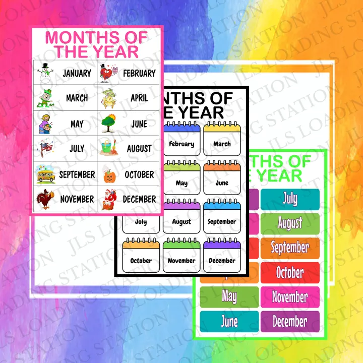 EDUCATIONAL CHARTS MONTHS OF THE YEAR (LAMINATED) A4 SIZE | Lazada PH