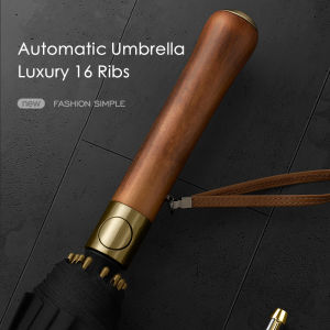 Brand New 16K Umbrella Luxury Wooden Handle Long Umbrella Mens Business Japanese Style Automatic Umbrella Windproof Brand Same Umbrella