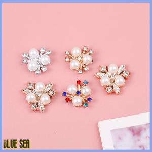 bluesea 10PCS Flower Rhinestone Buttons Sparkling Hairpins DIY Crafts