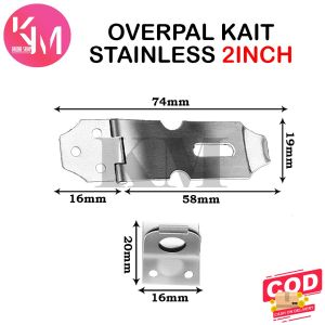 Grendel Overpall Tempat Gembok Pintu Stainless / Hasps Lock Uk 2/2.5/3/4/5 inch / Overval Cantolan Gembok