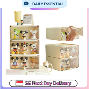 【DAILY ESSENTIAL】 Stackable Figure Display Drawer - Beige / White