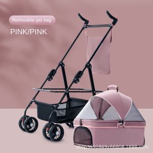 SG [In Stock] Foldable Dog/Cat Travel Stroller Portable Small Pet Carrier with Removable Basket and Breathable Window