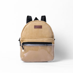 Pamole Tas Ransel Wanita Bahan Corduroy Tutup Resleting