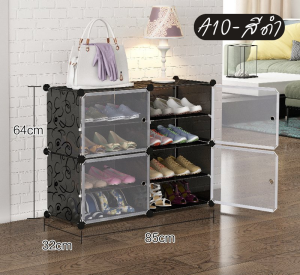 A9-A10 ชั้นวางรองเท้าพลาสติก  ( 2แถว4ชั้น ) มาพร้อมกับความจุขนาดใหญ่ และฝาปิดอย่างดี ชั้นวางของอเนกประสงค์