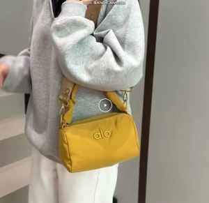 ALO Ruched HandleWash Fabric Crossbody Bag Metal Embossed Logo Six Soft Solid Shades Dual Carry Daily Sports Shoulder Bag