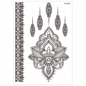 JON09 Black Mehndi Stickers Henna Tattoo Stickers Legs Arm Lace Fake Tattoo Body Art Sticker Fashion Waterproof Temporary Tattoo Women/Lady