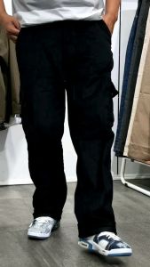 Celana Cargo Mustrad Corduroy Pria Panjang