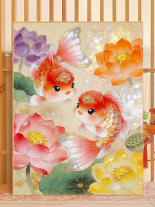 Lovely Cartoon Goldfish Diamond Painting DIY Decor for Home Wall Art Craft Kit with Full Round Diamonds Embroidery Gift for Kids Adults