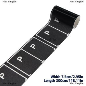 [COD] Man YingLie 1Roll 5M 1:12 Dollhouse Road Traffic Railway Track Scene Tape Sticker Miniature Parking Scene Curve Sticker Model Decor Toy Accessories