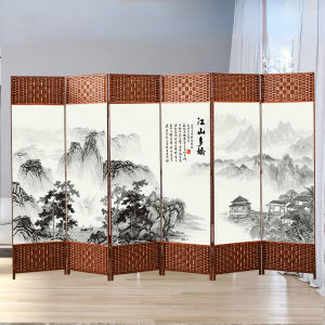 2kxx 4Pcs Double-sided Pattern Simple Screen Folding Push-pull Mobile Room Partition Curtain Living Room Entrance Bedroom Block Wall Home Block Bed Entrance (150x200cm)
