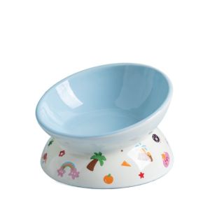 OUTOPEN Ceramic Cat Bowl Flat/Slanted Mouth Anti Tipping Pet Drinking Feeder Multi-use Large Capacity Dog Food Feeding Basin Neck Protection