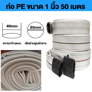 สายส่งน้ำ 1นิ้ว PE YAMAJIMA 10-100 เมตร รุ่น SUPER (สีขาว เคลือบPEดำ) รับแรงดันได้ 24 บาร์ สายดับเพลิง หนาพิเศษ เหนียว หนา ทน แข็งแรง ทนทาน