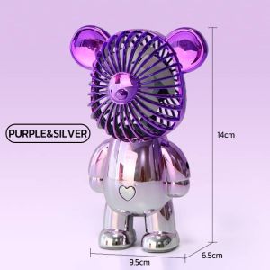Portable Bear Electric Fan Rechargeable Color Electroplating Gradient Bear Fan USB Handheld Mini Fan