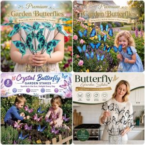 SABOAMM 12PCS Multicolor Butterfly Garden Stakes 3D Butterfly Landscape Decoration Decorative Stakes Beautiful Indoor Outdoor Flower Pot Stakes For Outdoor Courtyards