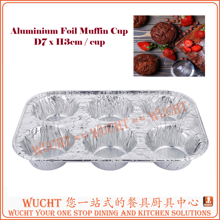 WUCHT】2 X Muffin Pan D7 x H3cm Disposable Aluminum Foil 6-Cup