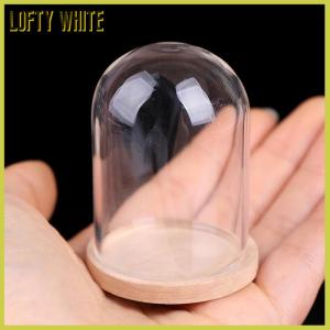 Lofty White 1:12 dollhouse Miniature Decor ดอกไม้จอแสดงผลแก้วระฆังกับฐาน