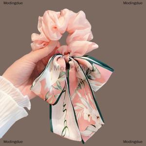 [COD] Modingdue Printed Bow Hair Rope Elegant Ribbon Ponytail Hair Band For Women Sweet Rubber Band Hair Ring Fashion Headdress Hair Accessories