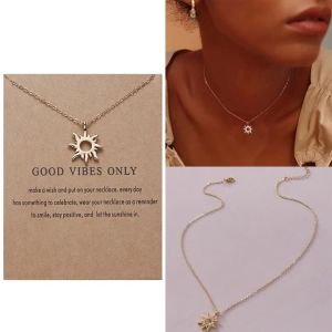 Alloy for Sun Pendant Necklace Simple Ladies Clavicle Chain Necklaces Summer Jewelry Birthday Gift for Friends