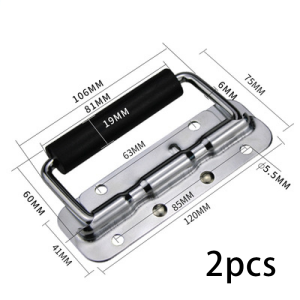 2pcs 120mm Flight Case Speaker Box Handle Metal Tour Case Handle With Spring Rubber Grip