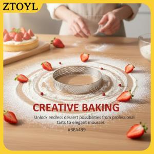 ZTOYL  Thép không gỉ Mousse bánh khuôn chịu nhiệt đục lỗ Vòng Tart Cookie bánh ngọt Vòng tròn cắt khuôn dụng cụ nướng bánh