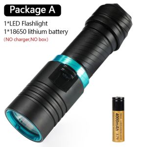Waterproof Rechargeable LED Flashlight DV30 Scuba Diving Flashlight Underwater Waterproof Lamp 6000 Lumen Camping Light Fish lanterns Torch With Battery Diving Flashlight