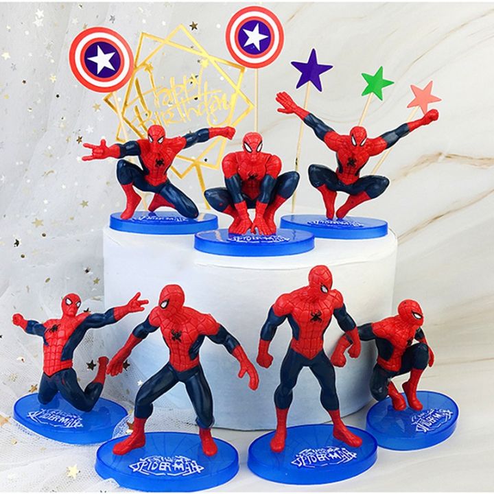 7pcs Disney Cartoon Spiderman Plastic Action Figure Spiderman