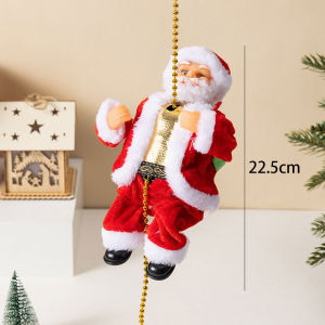 YESPERY Electric Climbing Santa Claus with Bell Singing Santa Claus Doll Home Mall Dress Up 2025 Merry Christmas Decoration 22cm