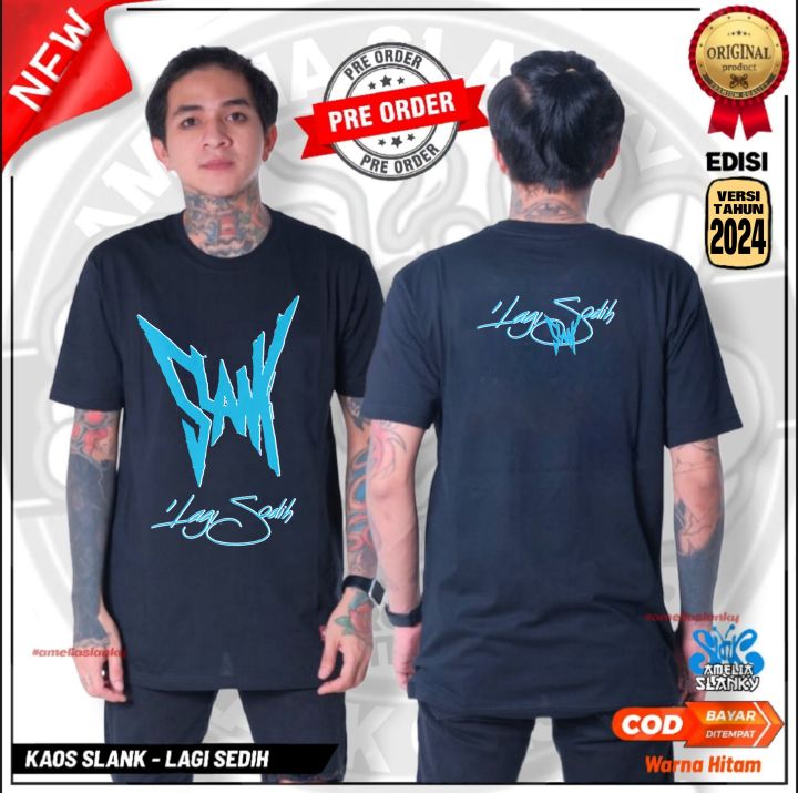 Amelia Slanky - Kaos Slank - Baju Slank Lagi Sedih Hitam Lengan Pendek Unisex Kaos Slankers Slanky