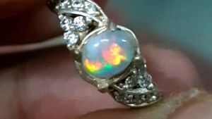 cincin perempuan batu kalimaya milky banten top jarong ring perak
