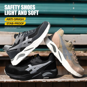TOMITANY【Free Socks With Box】Safety Shoes Men Steel Toe Cap Anti-smashing Anti-piercing Breathable work shoes