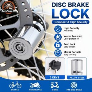 Anti-Pry Waterproof Disc Brake Lock Heavy Duty Stainless Steel with Spare Keys for Vehicle Security