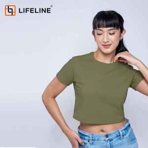 Lifeline Crop Top Shirt (White | Mocca | Rust | Almond | Khaki | Choco Brown | Black | Silver Gray | Navy Blue | Cream | Baby Pink | Berry Red | Fatigue | Gold Yellow | Lilac | Cobalt Blue | Royal Blue))