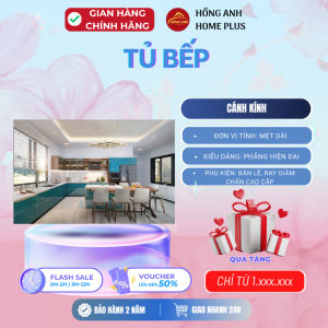 Tủ bếp cánh kính Hồng Anh kính cường lực khung nhôm cao cấp giải pháp bếp gọn gàng an toàn