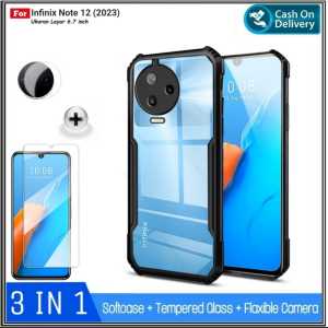Paket 3IN1 Soft Case INFINIX NOTE 12 2023 INFINIX NOTE 12 VIP Soft Hard Casing Fusion Shockprooft Tpu HD Transparent Bening Premium Executive Quality Cover Pengiriman Cepat Promo Di AlvaCaseAcc