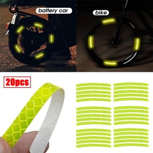 20Pcs Car Wheel Hub Reflective Sticker Luminous Green Decorate Sticker Universal Reflective Strip for Motorcycle Bicycle 7Colors