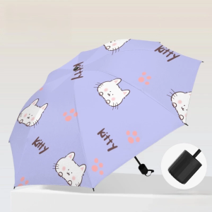 Ô Dù Cầm Tay Gấp Gọn Hình Mèo Kitty Dễ Thương - Chống Tia UV Che Mưa Nắng LILA OMEO99