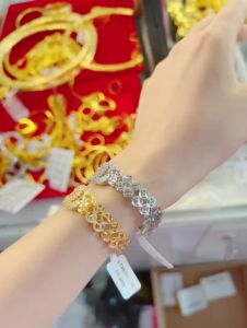 {loại1} Lắc tay kim tiền 2 hàng Caneo khoá bấm Kami trang sức sỉ