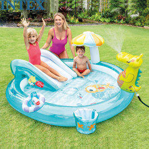 INTEX 57165 Inflatable Crocodile Gator Play Centre Pool Kids Children Outdoor Swimming Water Pool Kolam Air