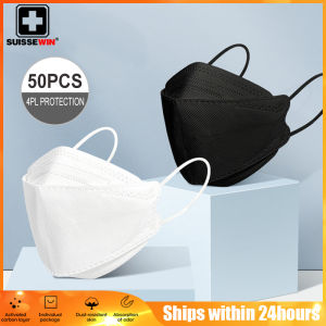 Suissewin 50PCS KF94 face mask korea 4ply Reusable Protective Unobstructed Breathing White KN95 mask Disposable Protective Anti Pm2.5 Dustproof Collapsible Reusable N95 kn95 Soft Breathable Anti Particle Masker Mouth Cover