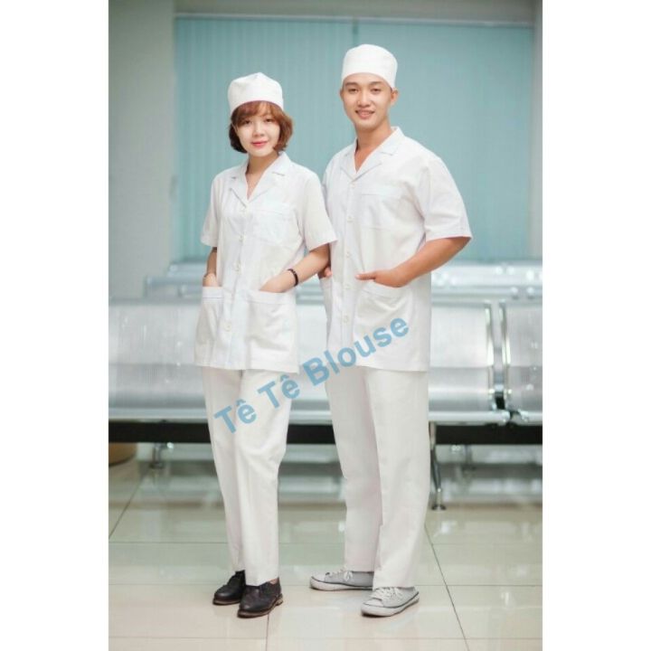 Bộ Quần Áo Blouse CỘC TAY, Dáng Dài Ngang Mông NAM NỮ Cho Điều Dưỡng, Y ...
